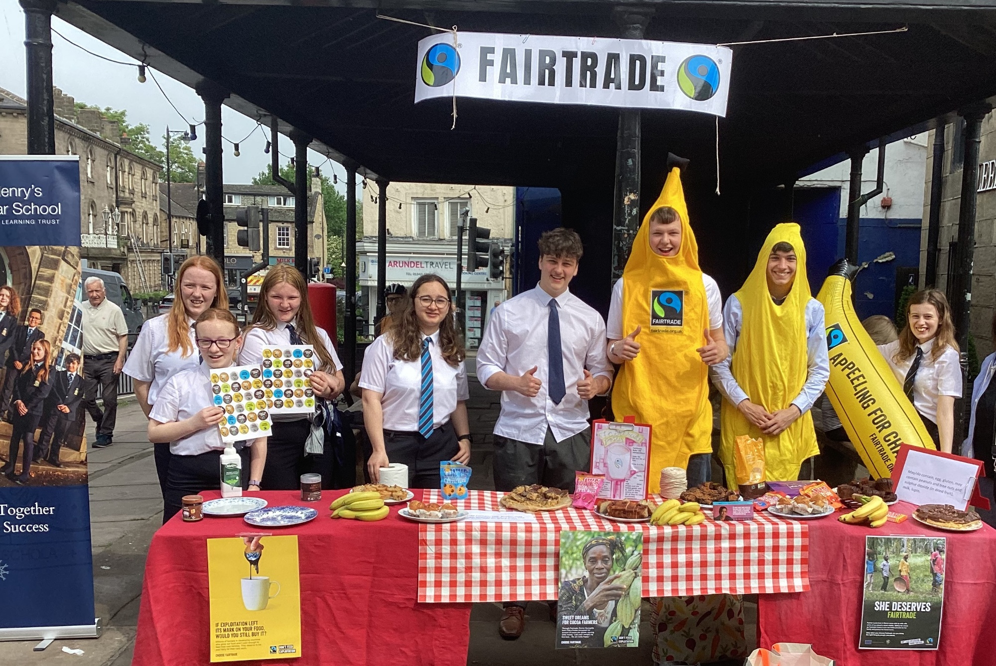 Students running Fairtrade stall at Otley Market